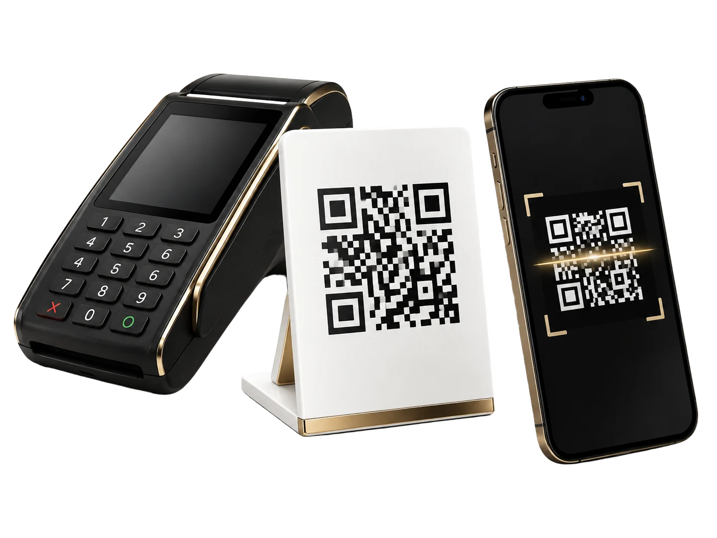 QRPAYJJJ QR payment experience with POS terminal, merchant QR code and smartphone